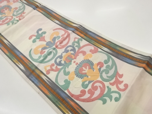 JAPANESE FUKURO OBI / WOVEN ABSTRACT FLOWER CREST